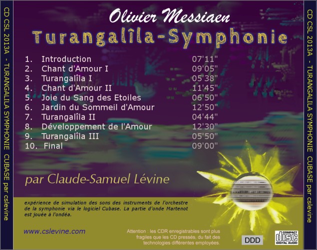 Dos du CD 2013 A "Turangalîla Cubase"